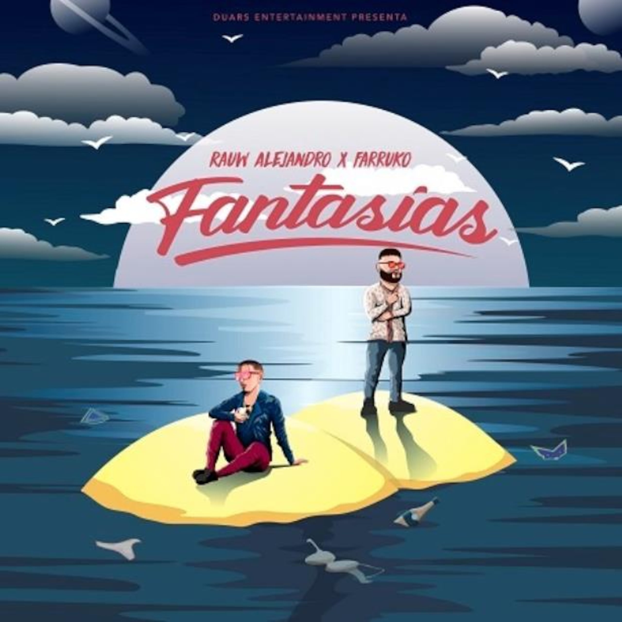 Carátula del sencillo "Fantasías", un tema de Rauw Alejandro en colaboración con Farruko. Suministrada