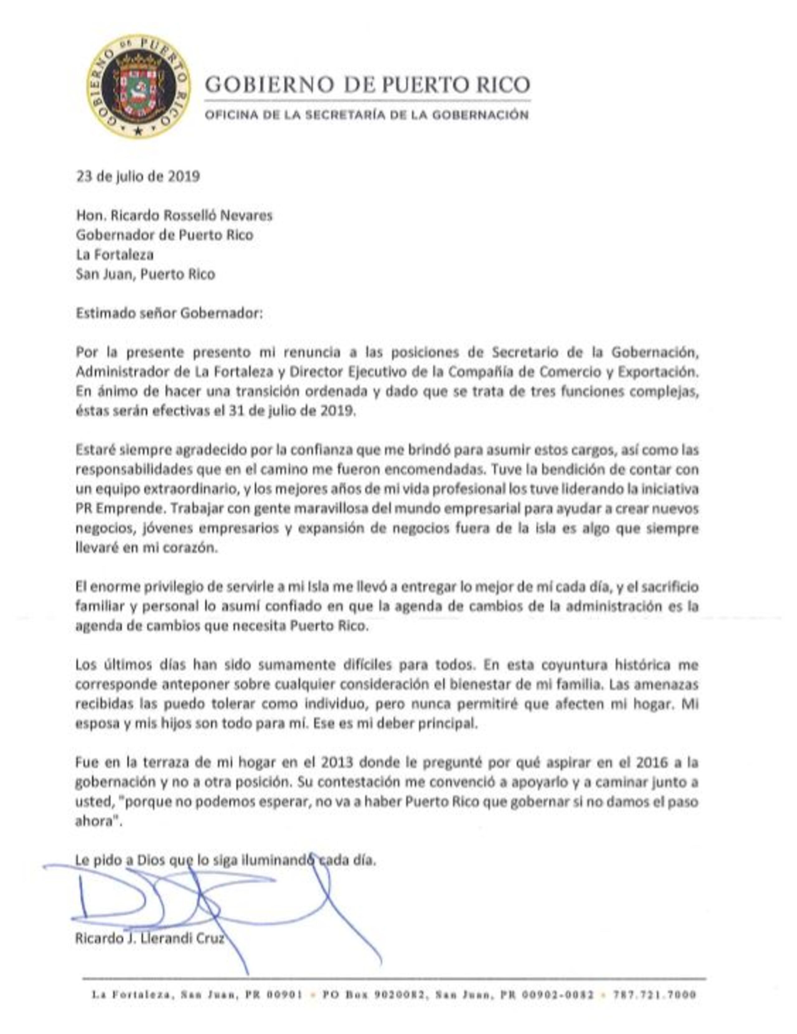 Carta de renuncia 