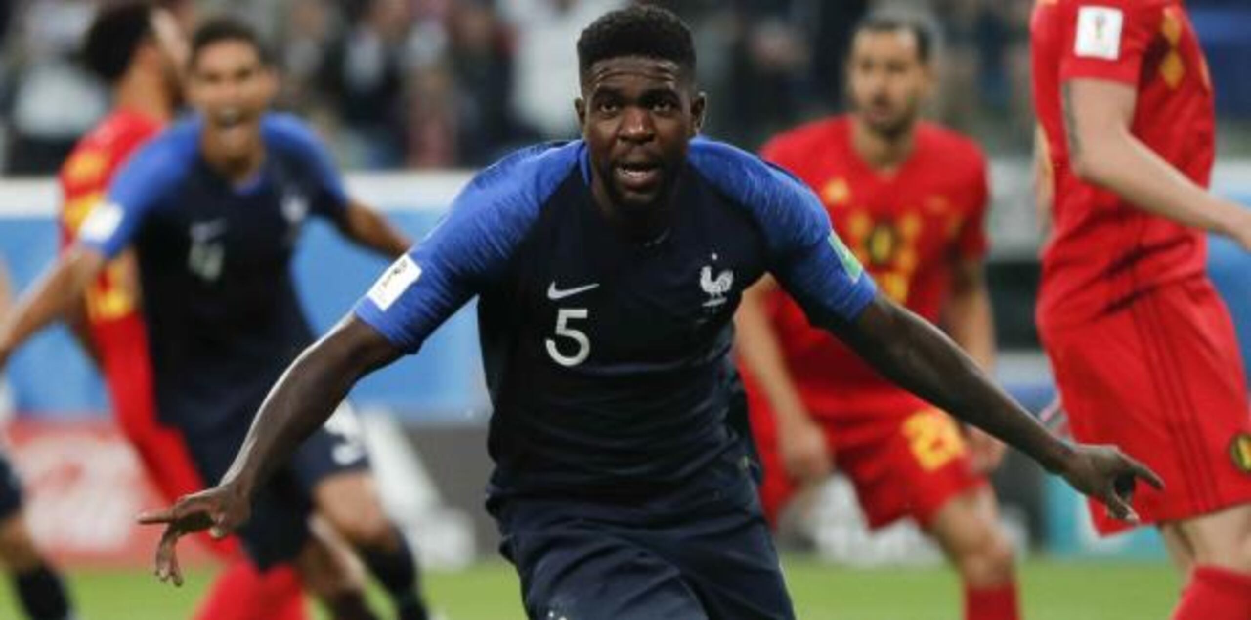 El francés Samuel Umtiti es uno de los varios jugadores de origen africano que integra a Les Bleus, que saldrá al juego final el domingo a las 11:00 a.m. a intentar  convertise en el sexto país que gana el Mundial, al menos por una segunda ocasión.  (AP / Natacha Pisarenko)