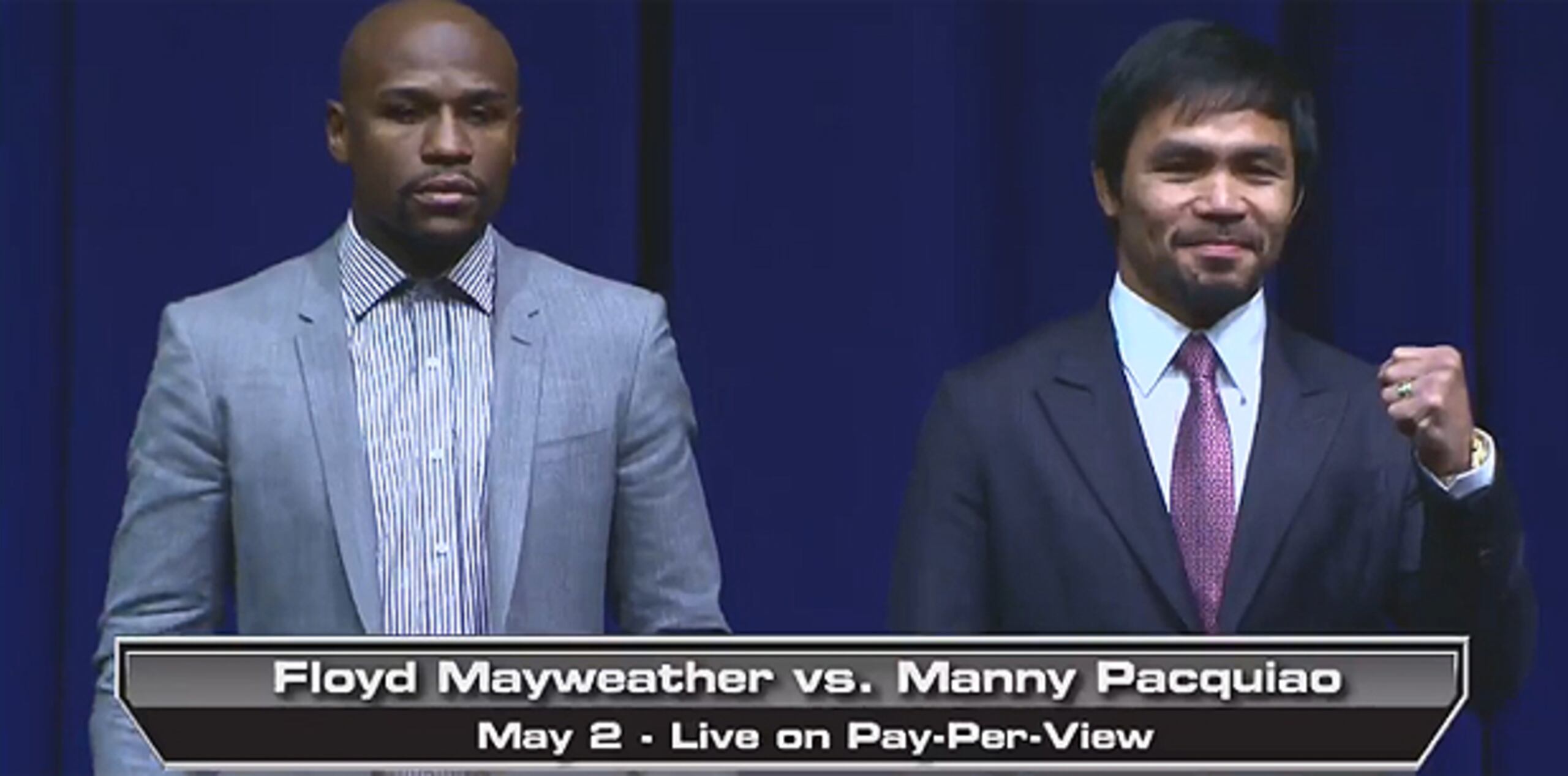 Mayweather (47-0, 26 KO) habló en un tono pausado y comenzó a agradecer a su equipo de trabajo.