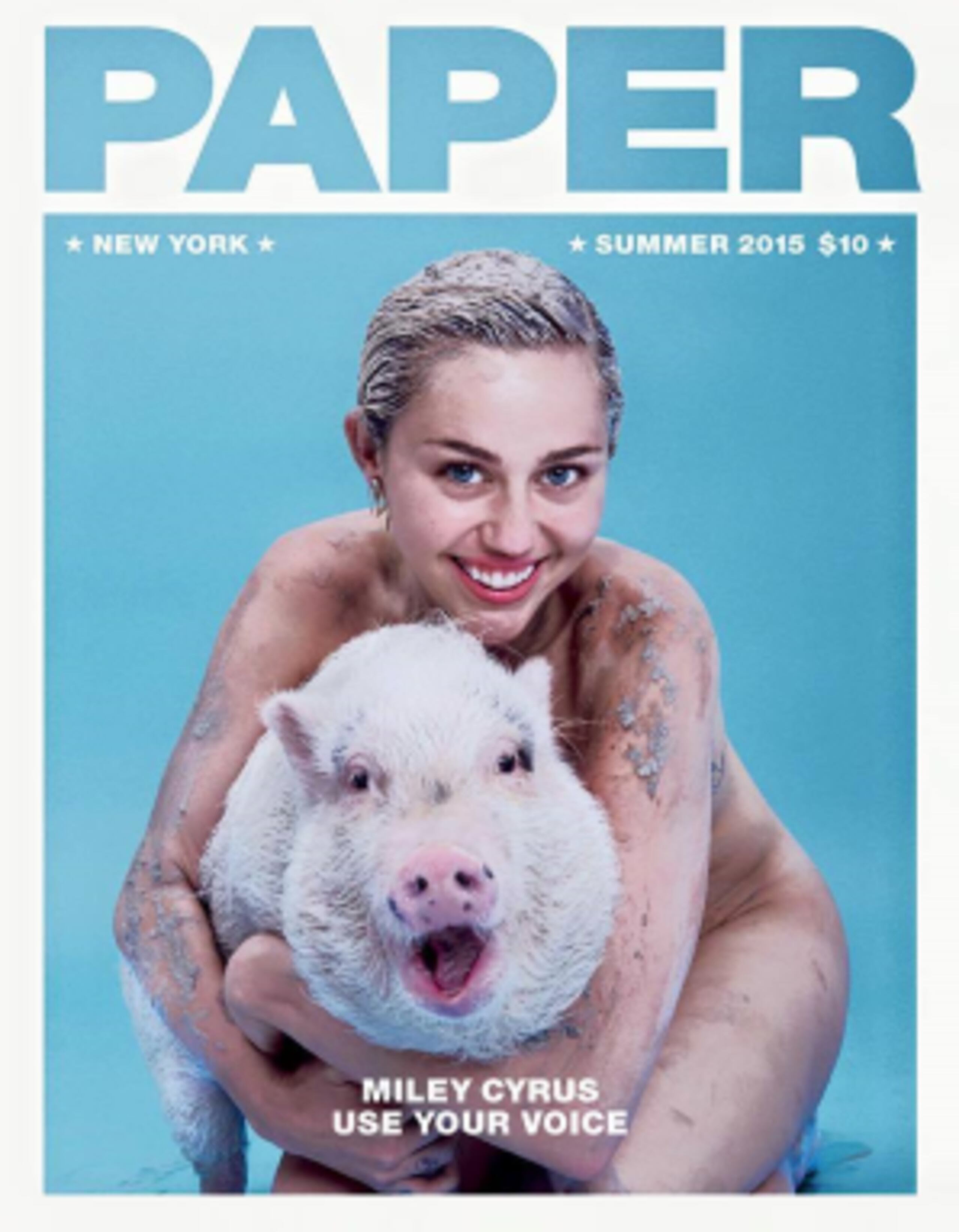 La edición de verano de la revista “Paper” –cuya portada lee “Myley Cyrus Usa Tu Voz” – reseña las vidas de nueve leyendas vivientes. (Facebook/Miley Cyrus)