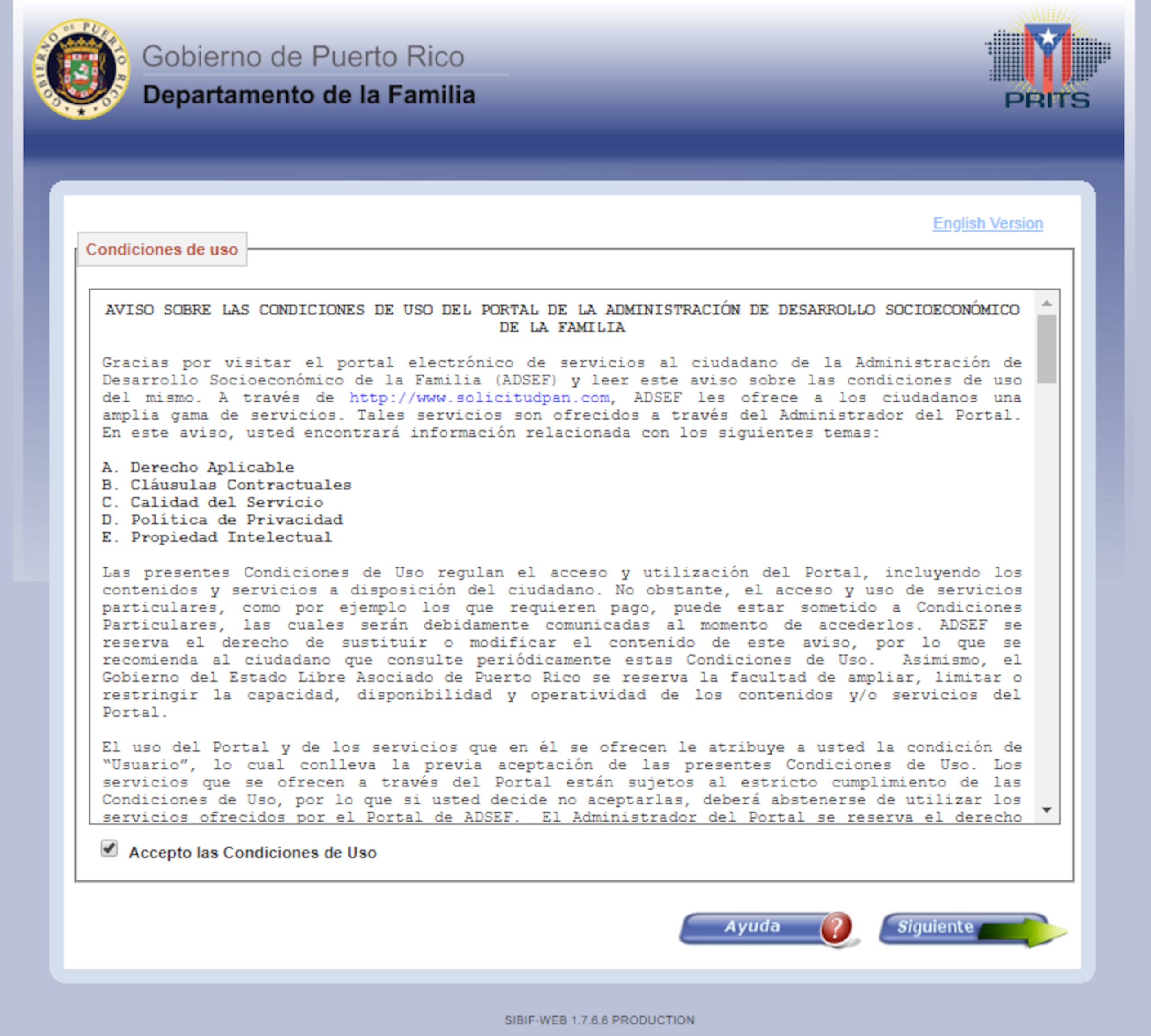 Portal de la Administración para el Desarrollo Socioeconómico.