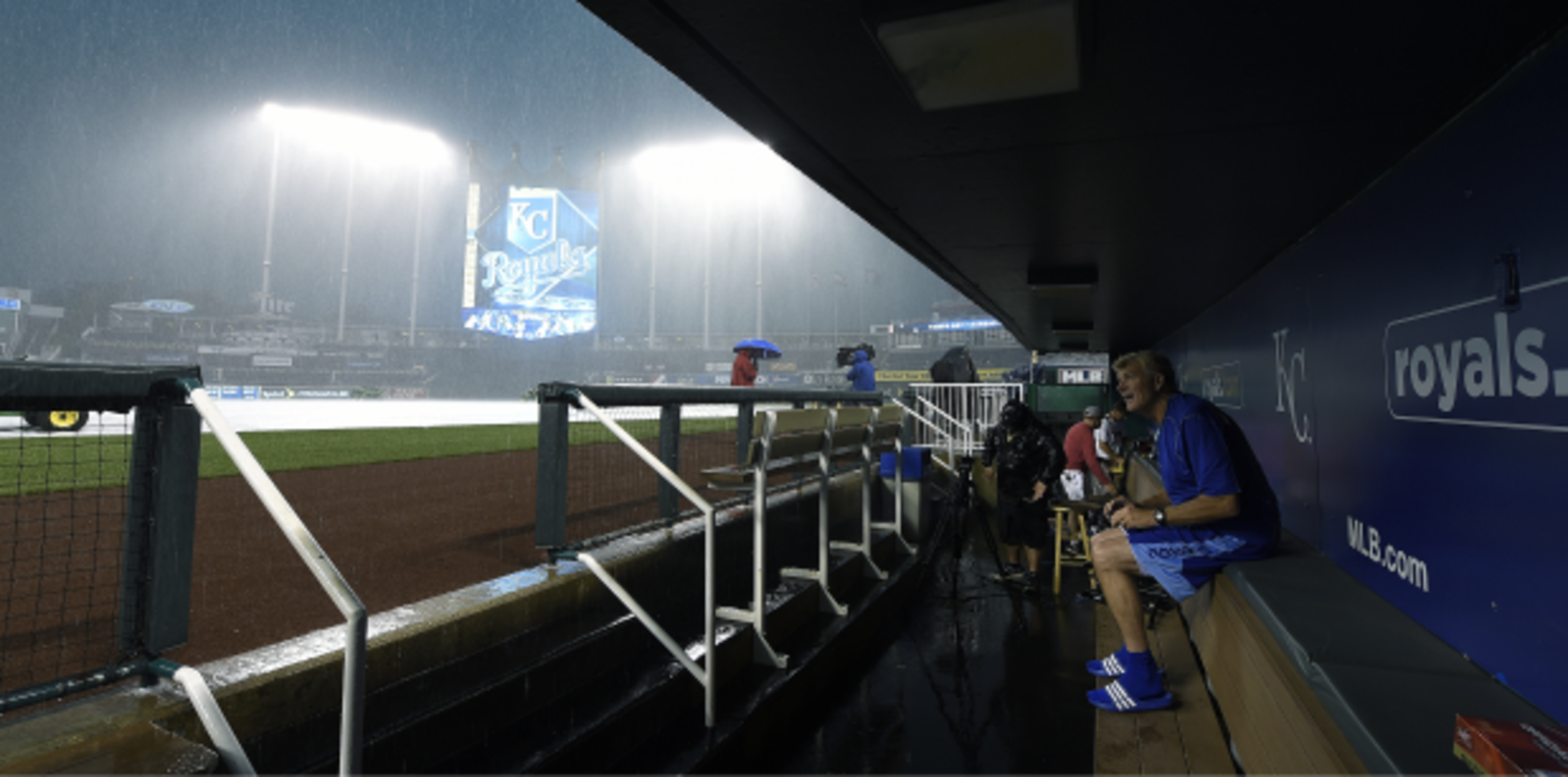 Nadie se imaginó que caería un diluvio en el área. (Ed Zurga/Getty Images/AFP)