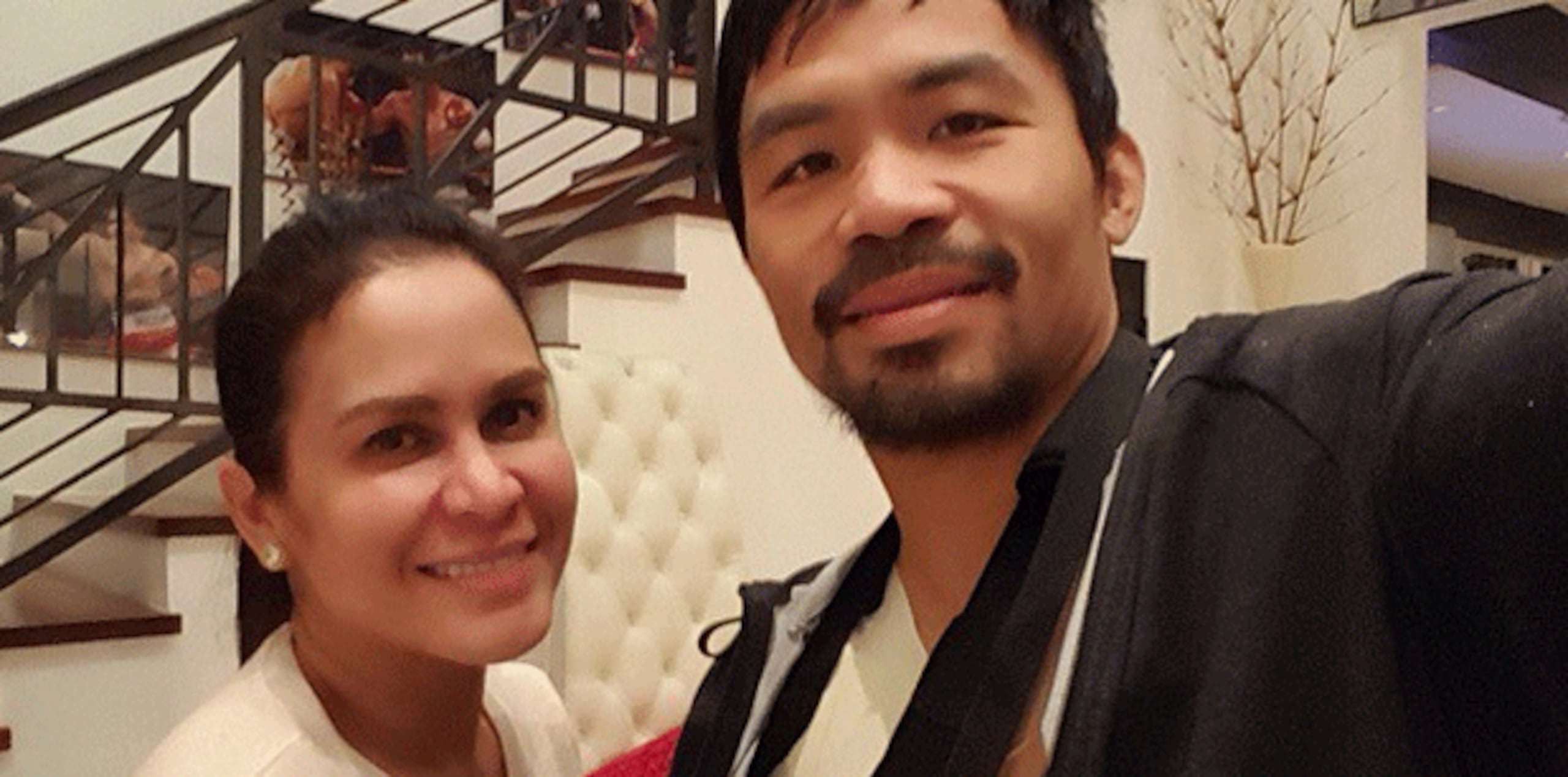 Pacquiao colgó una foto de él en su cuenta de Instagram junto con su esposa, Jinkee, en la casa de ambos. (Instagram)