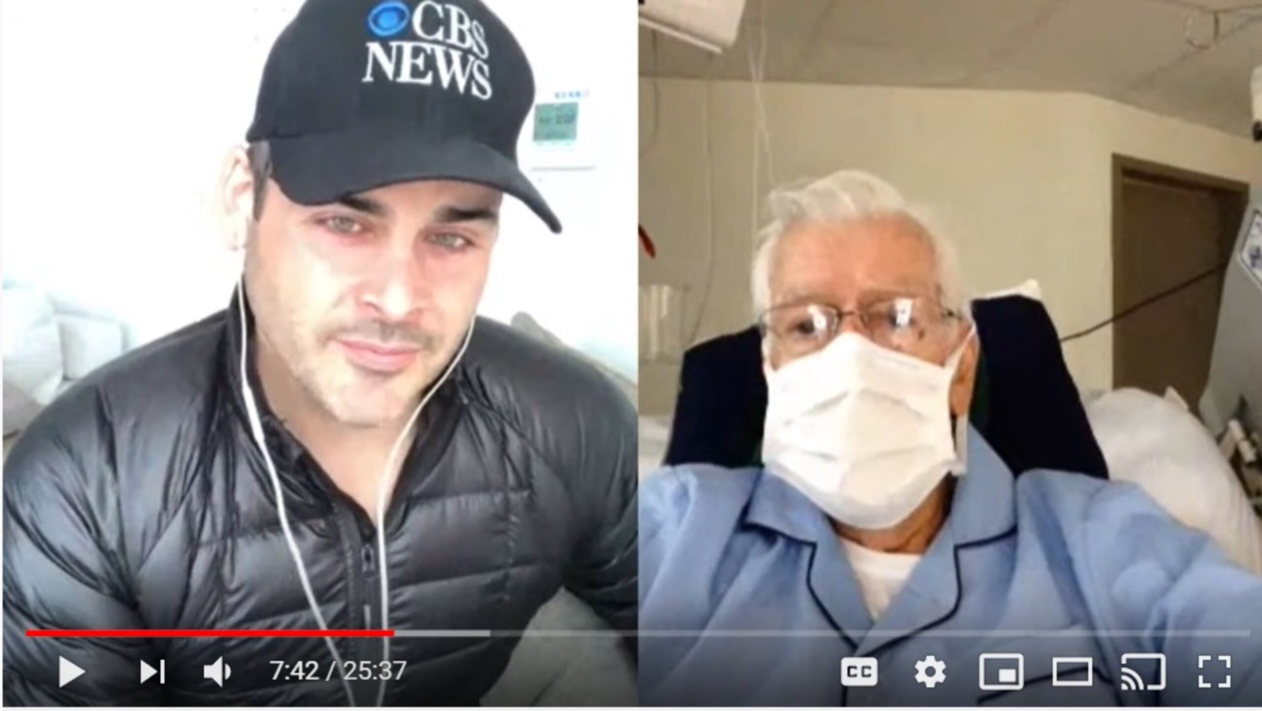 El periodista de CBS News, David Begnaud, entrevista a Frank Eller, paciente de coronavirus recluido en Mayagüez.