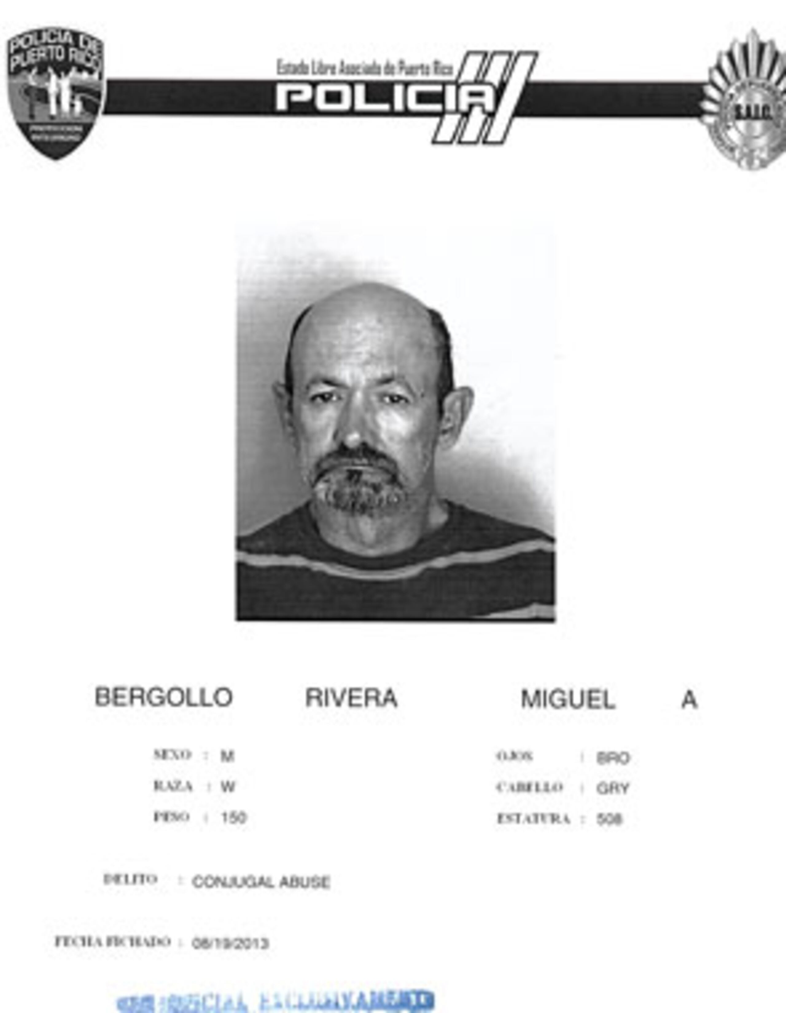 Miguel A. Bergollo Rivera, de 58 años, está detenido desde ayer, lunes, a eso de las 4:46 p.m. (Suministrada)