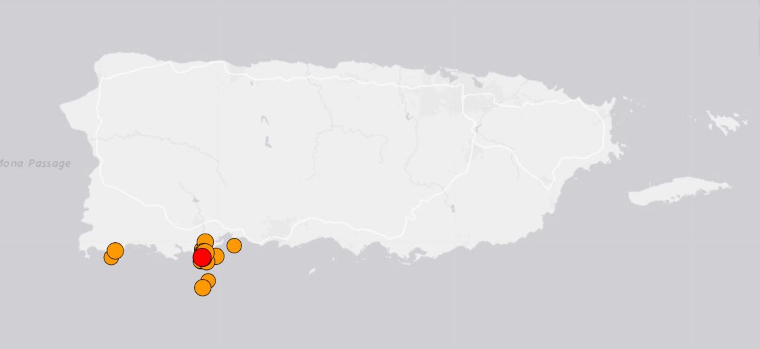 Temblores ocurridos en el sur de Puerto Rico según el Servicio Geológico de Estados Unidos.