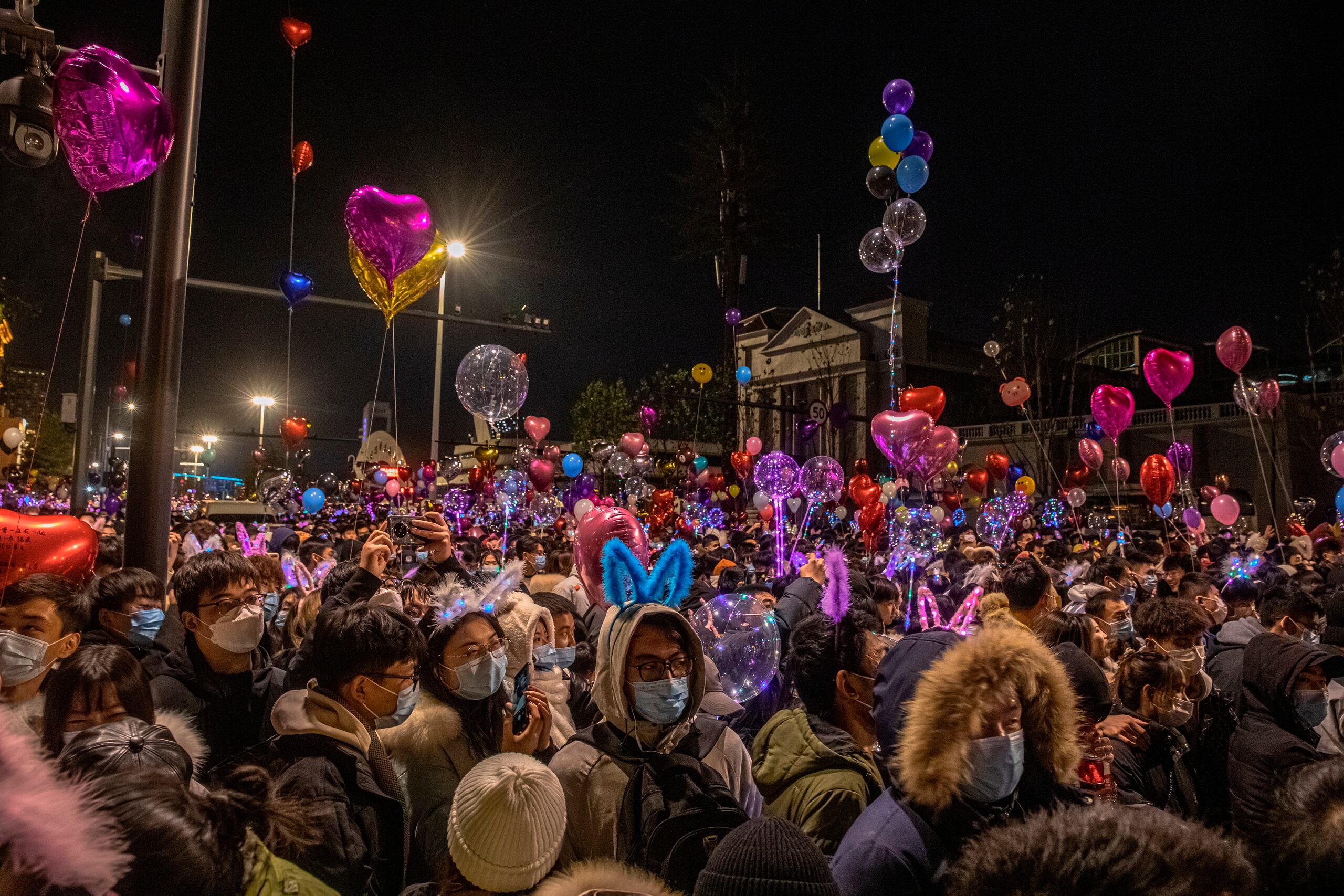 Celebración de Año Nuevo en Wuhan, China.