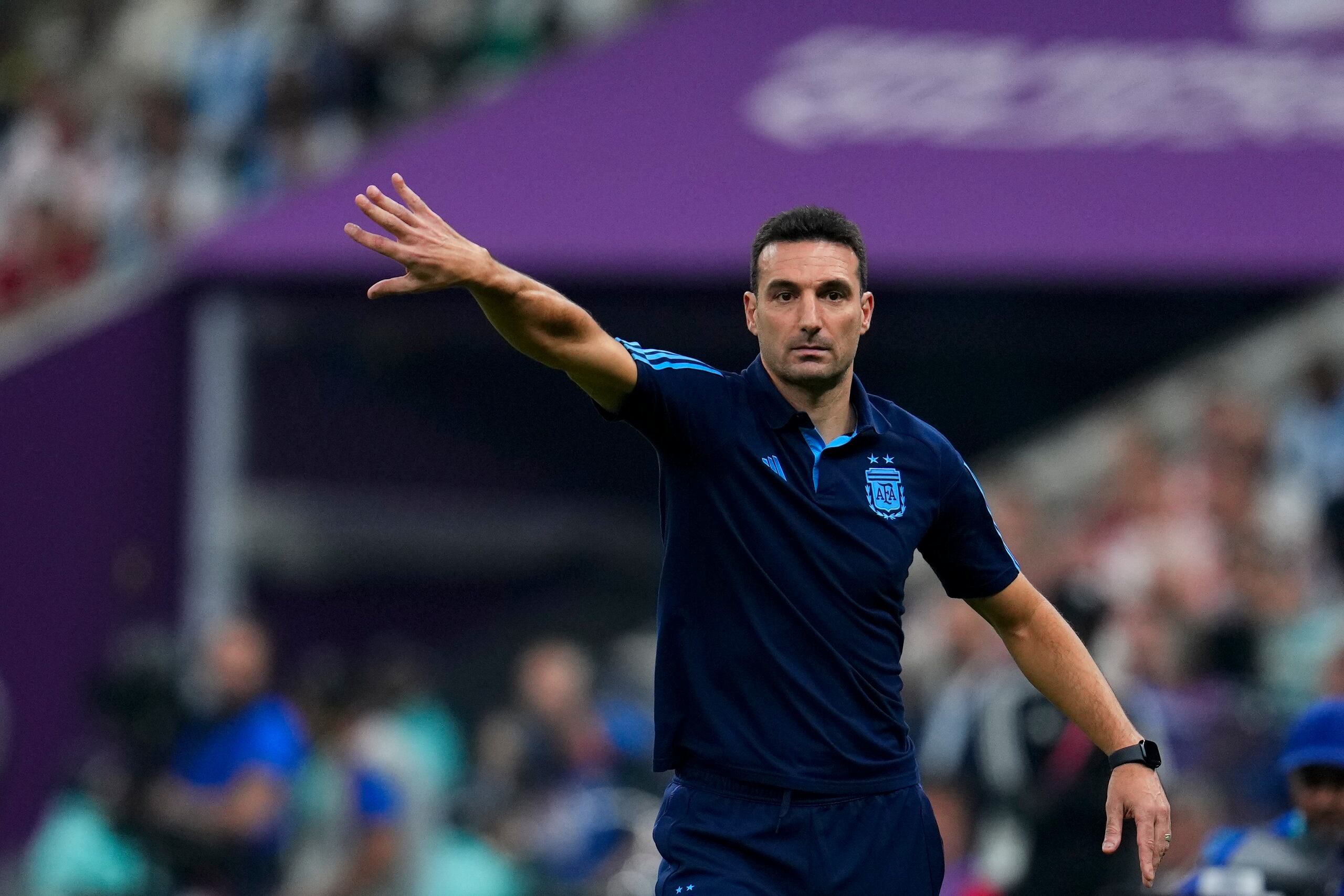 El técnico argentino, Lionel Scaloni, durante la semifinal ante Croacia por la Copa Mundial el martes.