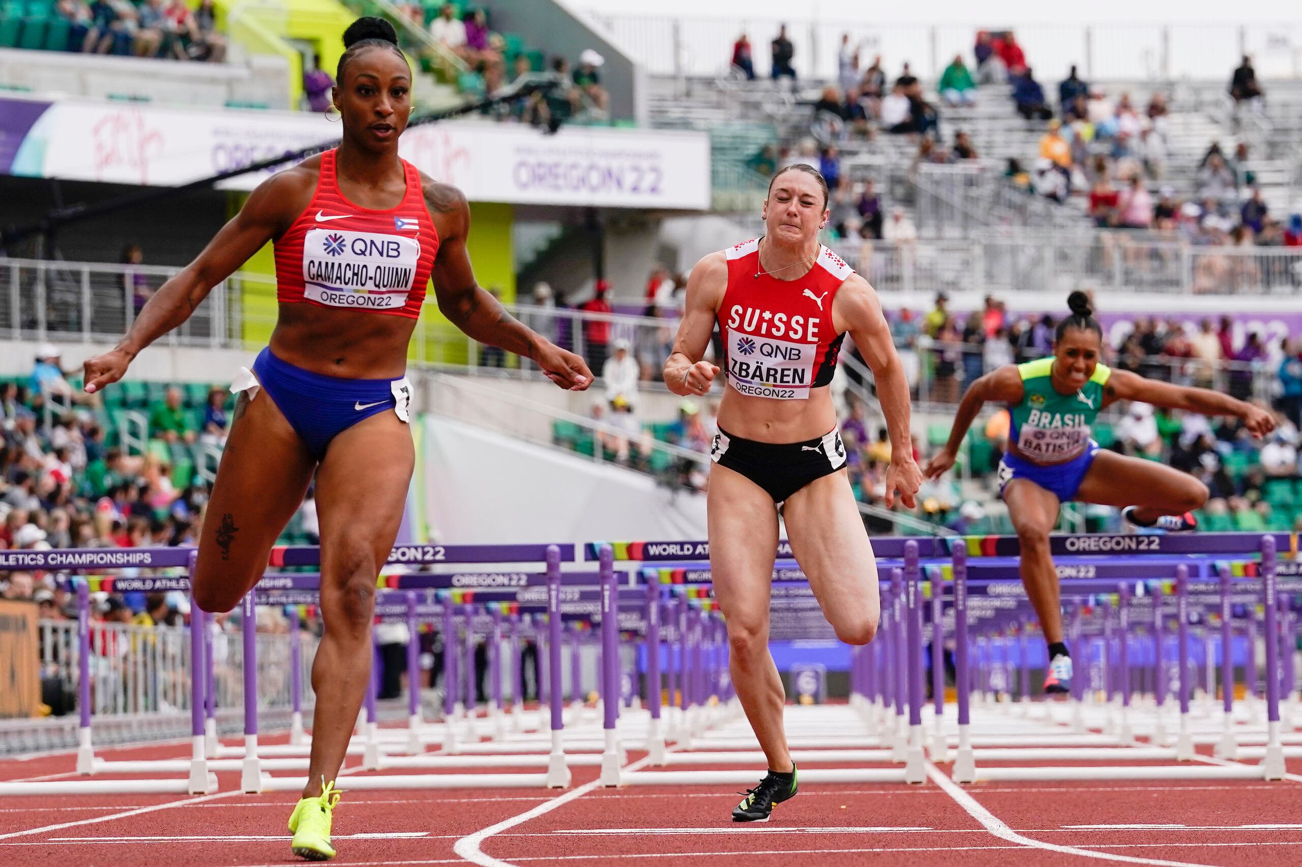 Jasmine Camacho-Quinn terminó con el tercer mejor tiempo de todas las competidoras