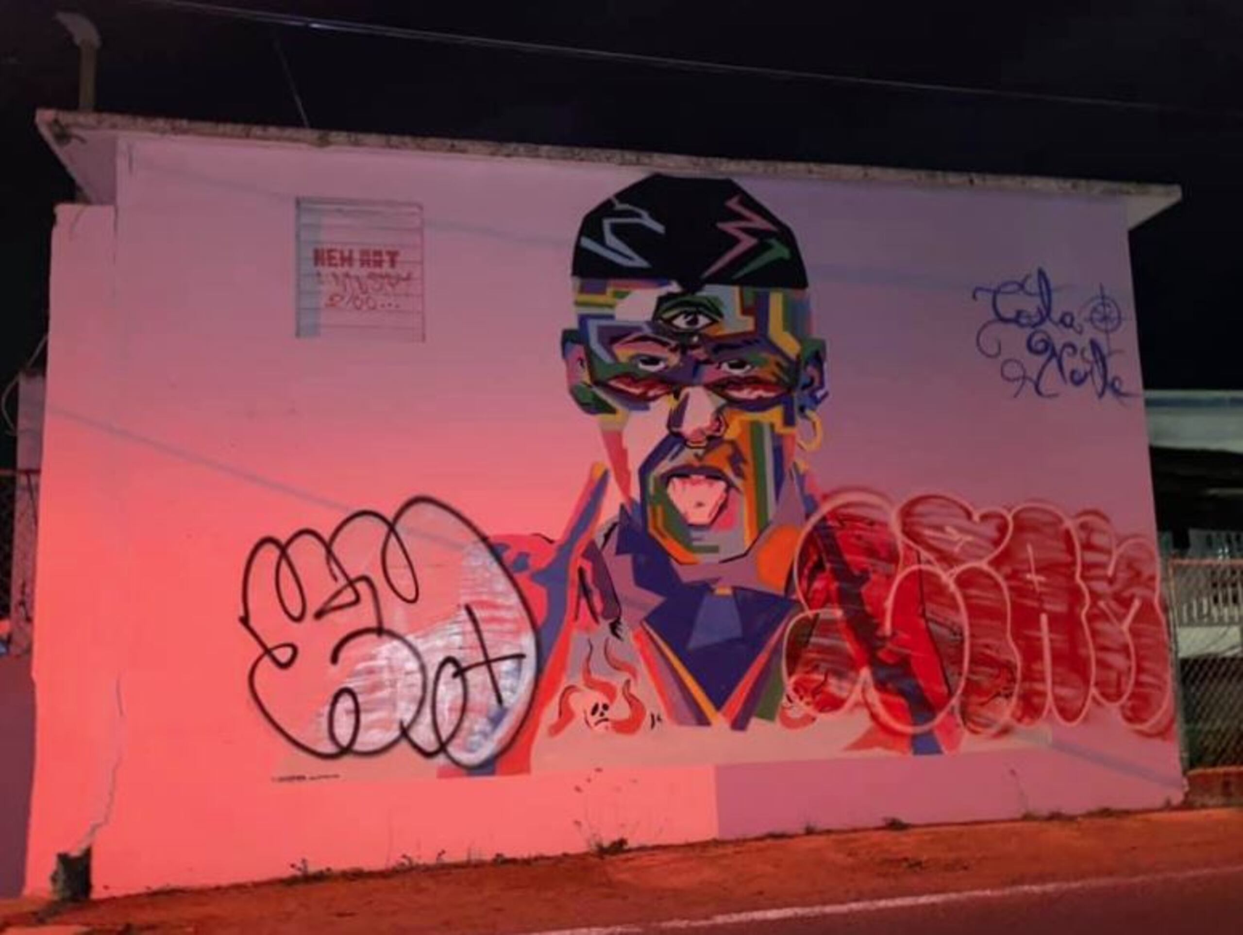 Como lucía el mural tras haber sido vandalizado.