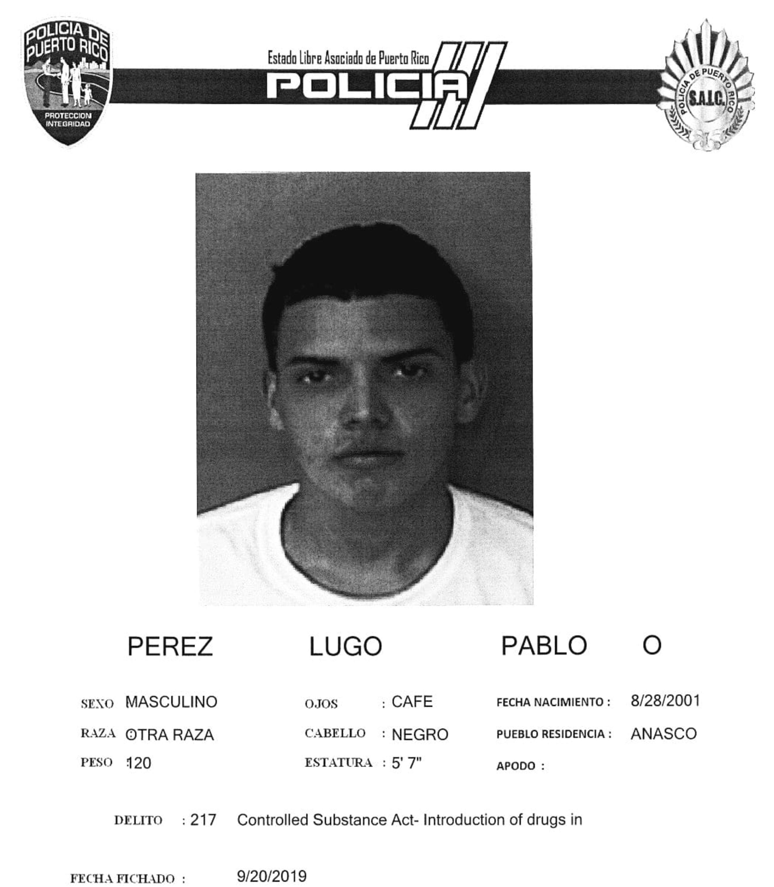 Pablo O. Pérez Lugo, fue acusado de asesinato en primer grado y por herir a un agente y un sargento de la División de Drogas y Narcóticos de Mayagüez.