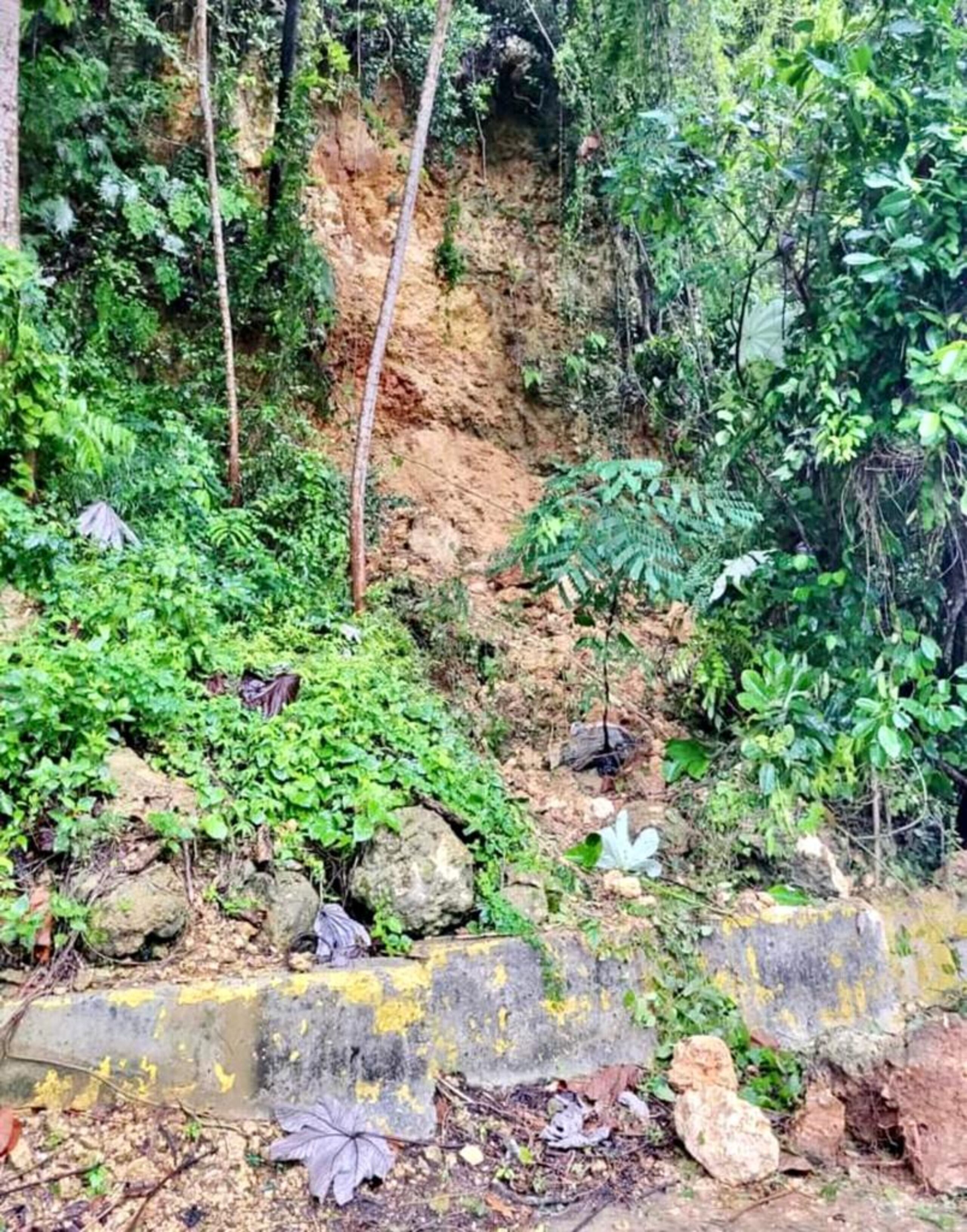 Un deslizamiento de terreno obstruye los carriles de la carretera PR-2 en Toa Baja.