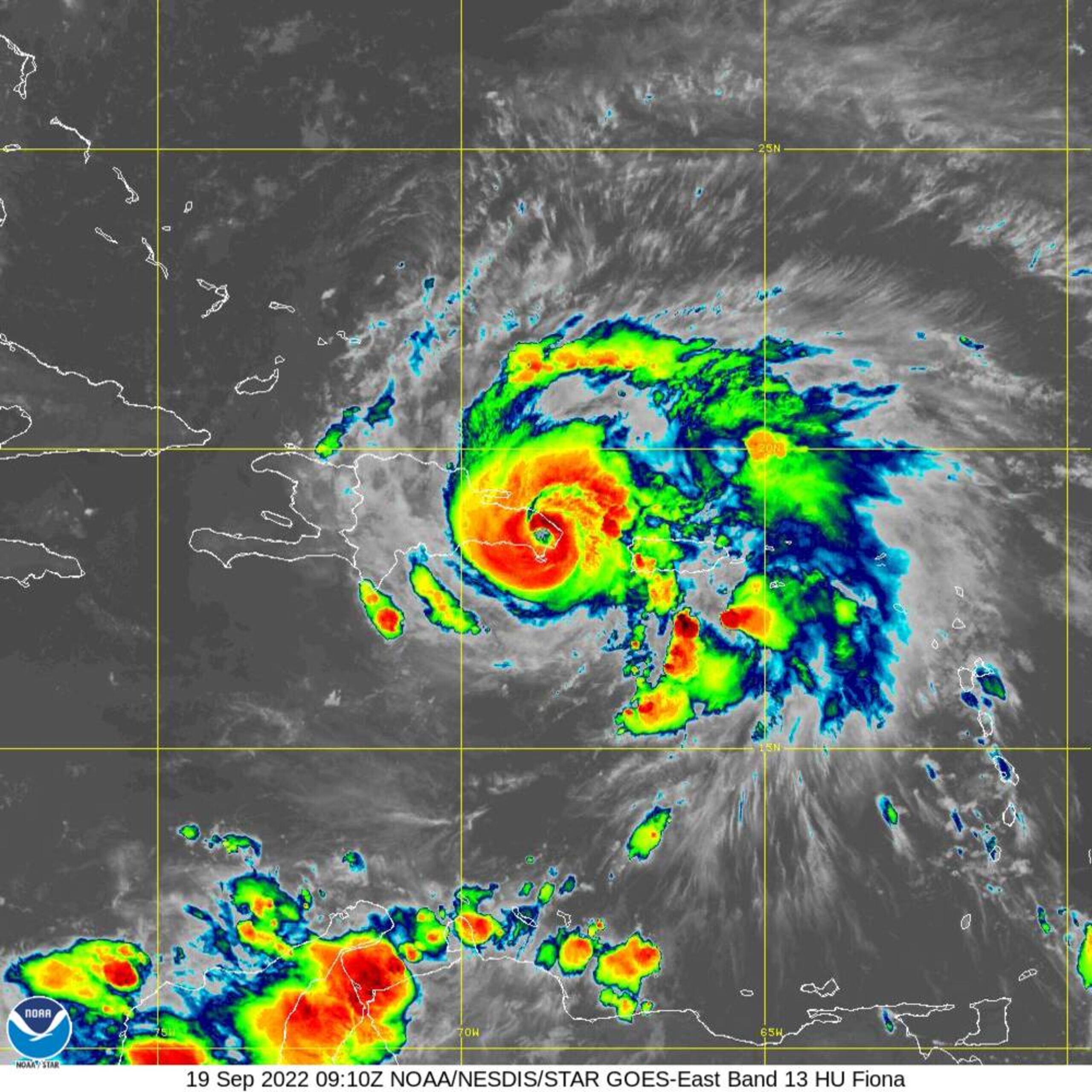 Imagen de satélite del huracán Fiona el 19 de septiembre de 2022.