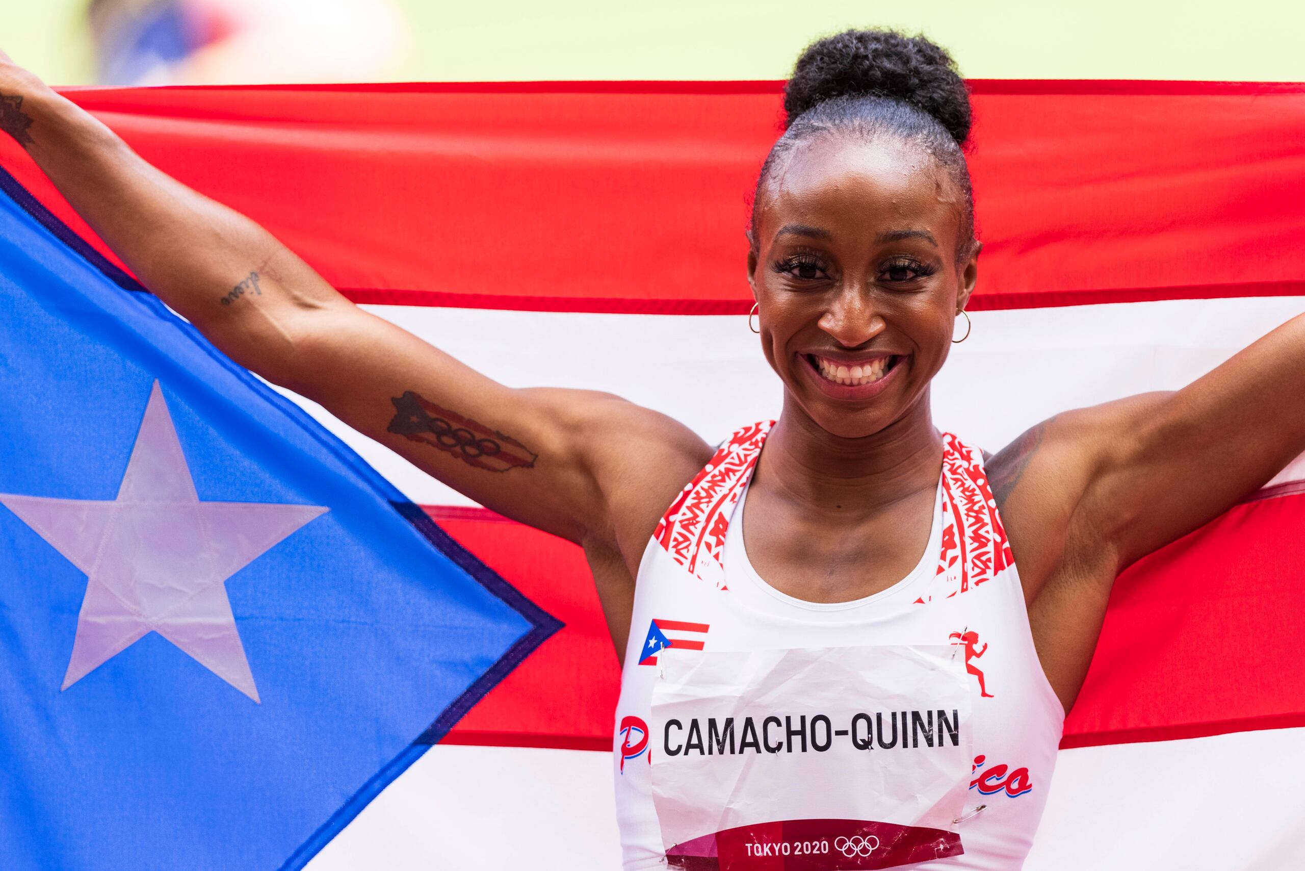 Jasmine Camacho-Quinn, ganadora de la medalla de oro en el evento de 100 con vallas en los Juegos Olímpicos de Tokio 2020. (Foto:  Ramon “Tonito” Zayas)