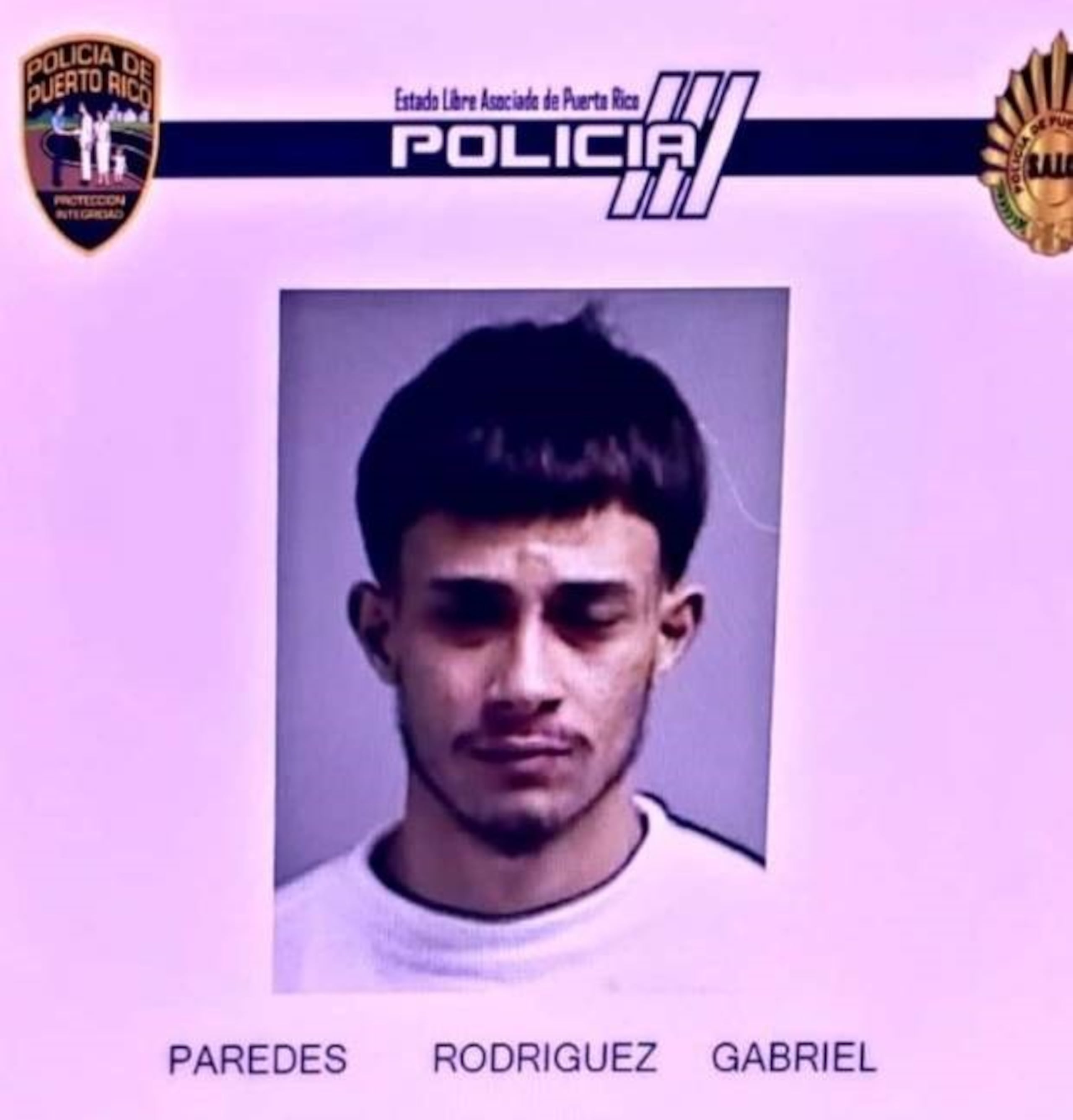 Ficha policiaca de Gabriel Paredes Rodríguez, arrestado por violencia de género e intentar atropellar a dos agentes de la Policía.
