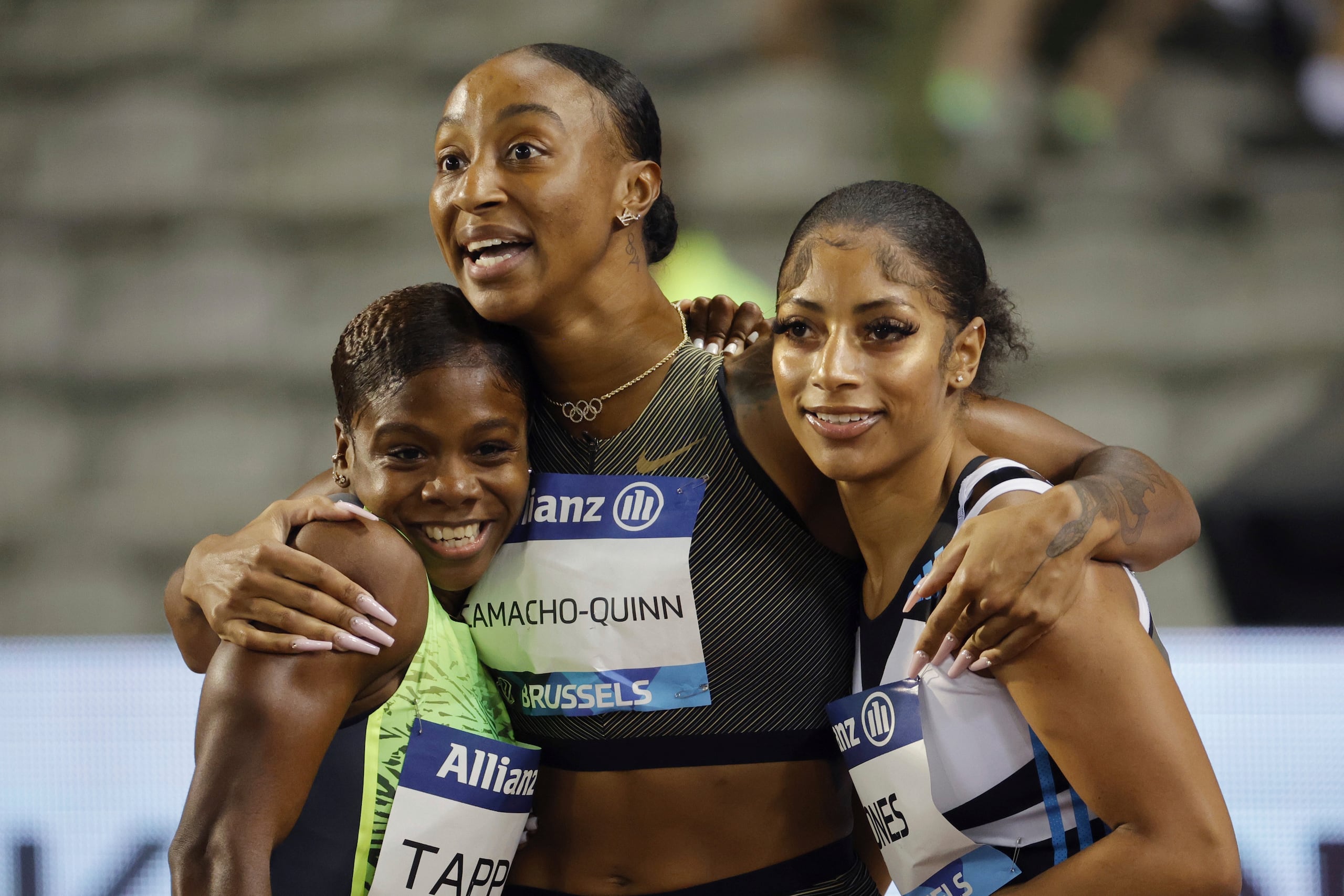 Jasmine Camacho Quinn aparece aquí luego de ganar la prueba del pasado viernes en Bruselas, Bélgica, estableciendo en ella una nueva marca para el evento y su mejor tiempo del año.