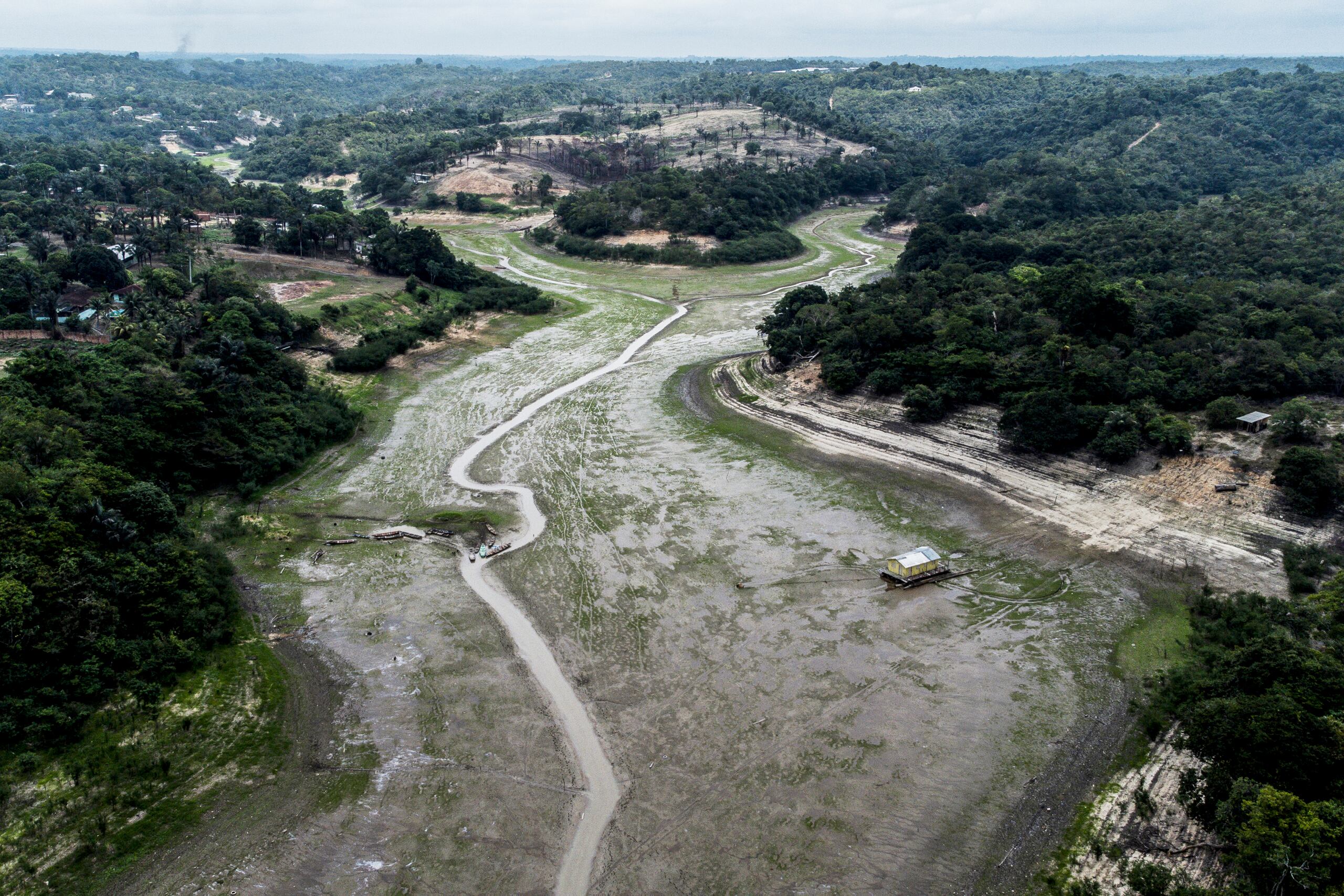 Fotografía del Lago do Aleixo afectado por la sequía, el 25 de octubre de 2022, en el Amazonas, en Manaos (Brasil). EFE/Raphael Alves
