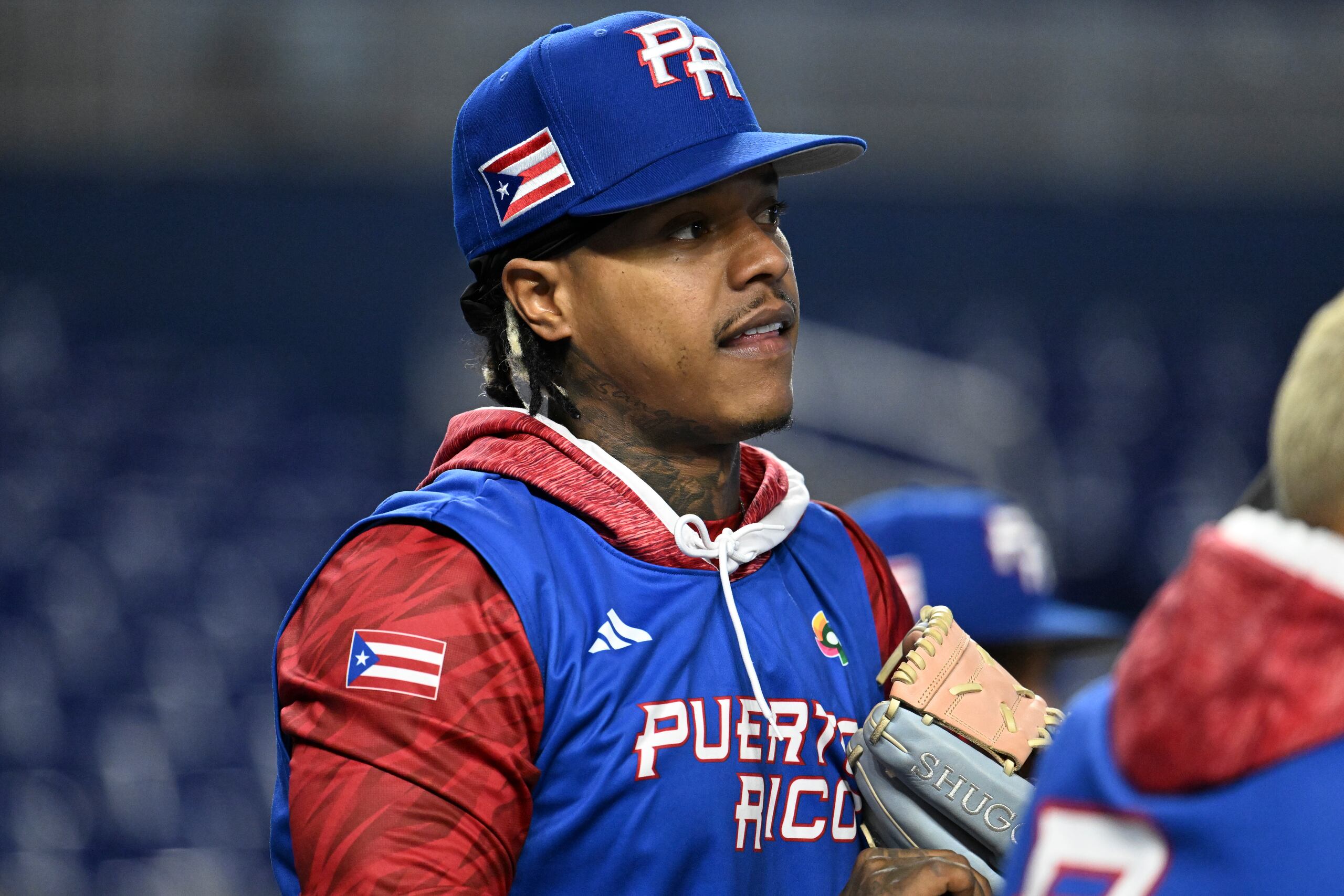 Marcus Stroman, aquí en la práctica de Puerto Rico de hoy jueves, regresa a la loma en los cuartos de final.