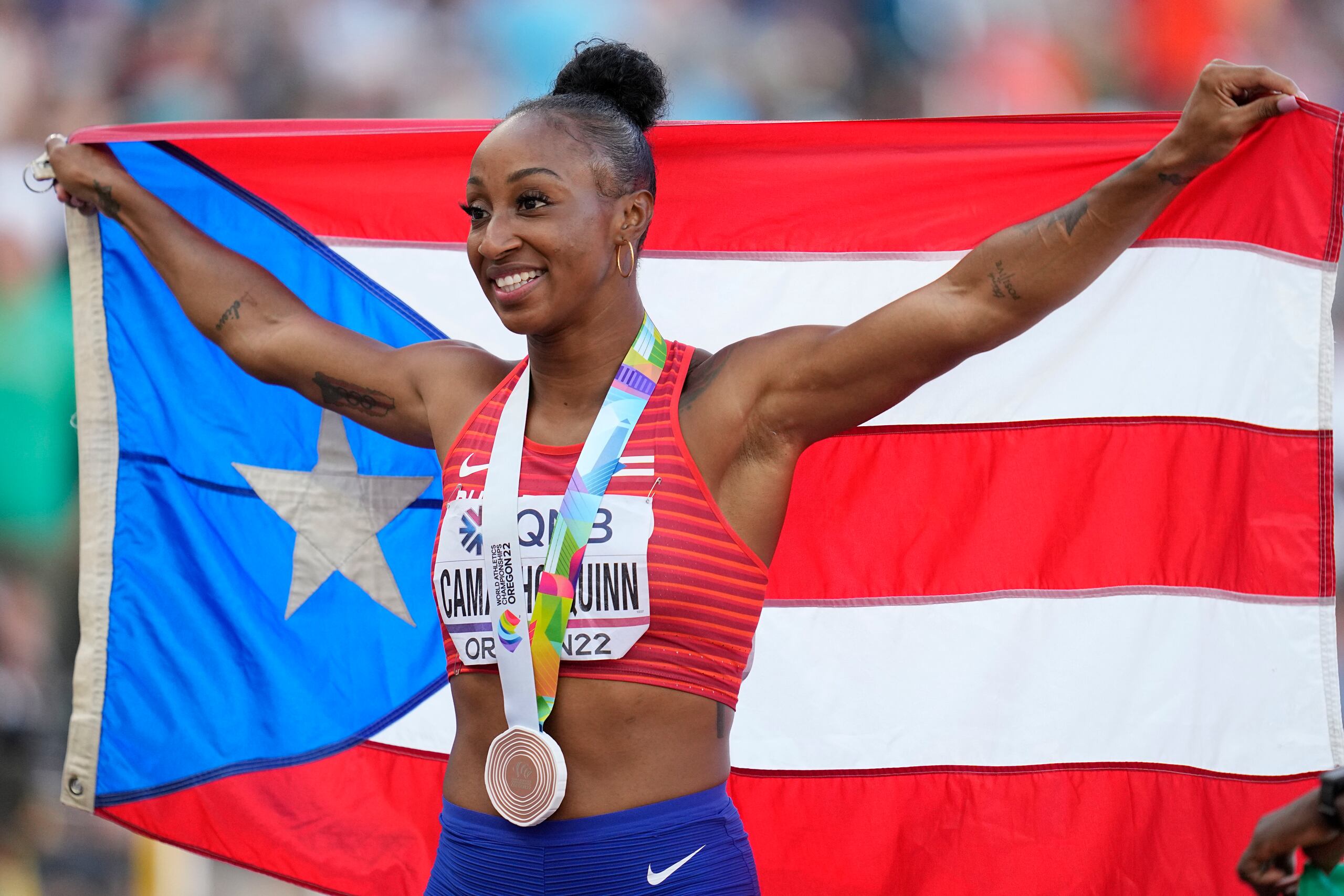 Jasmine Camacho Quinn marcha en la segunda posición en la Liga Diamante, solo detrás de Tobi Amusan, quien ganó la final del Mundial.