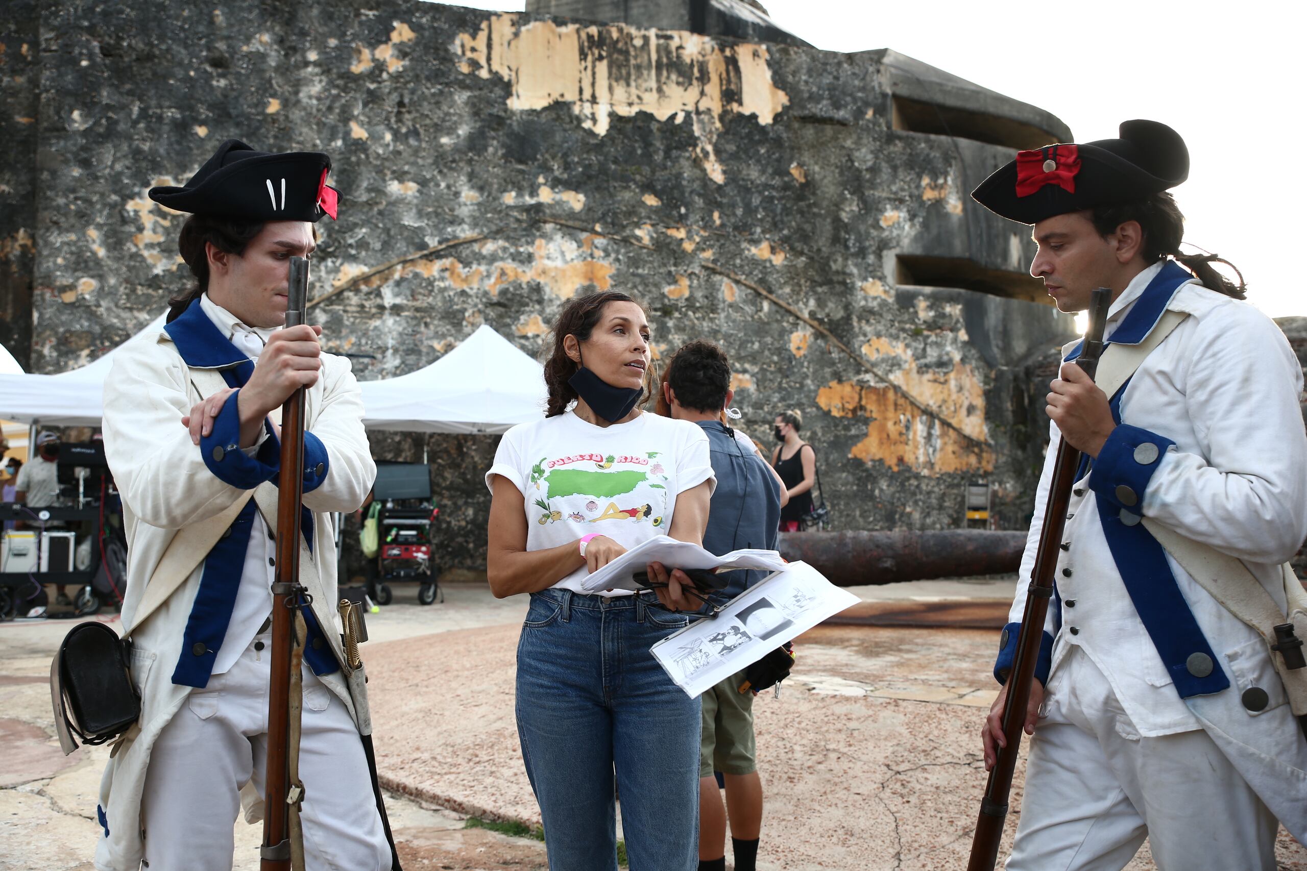 La directora  Mariem Pérez Riera durante el rodaje del documental sobre la historia de la fundación de la ciudad de San Juan titulado, "San Juan, más allá de las murallas".