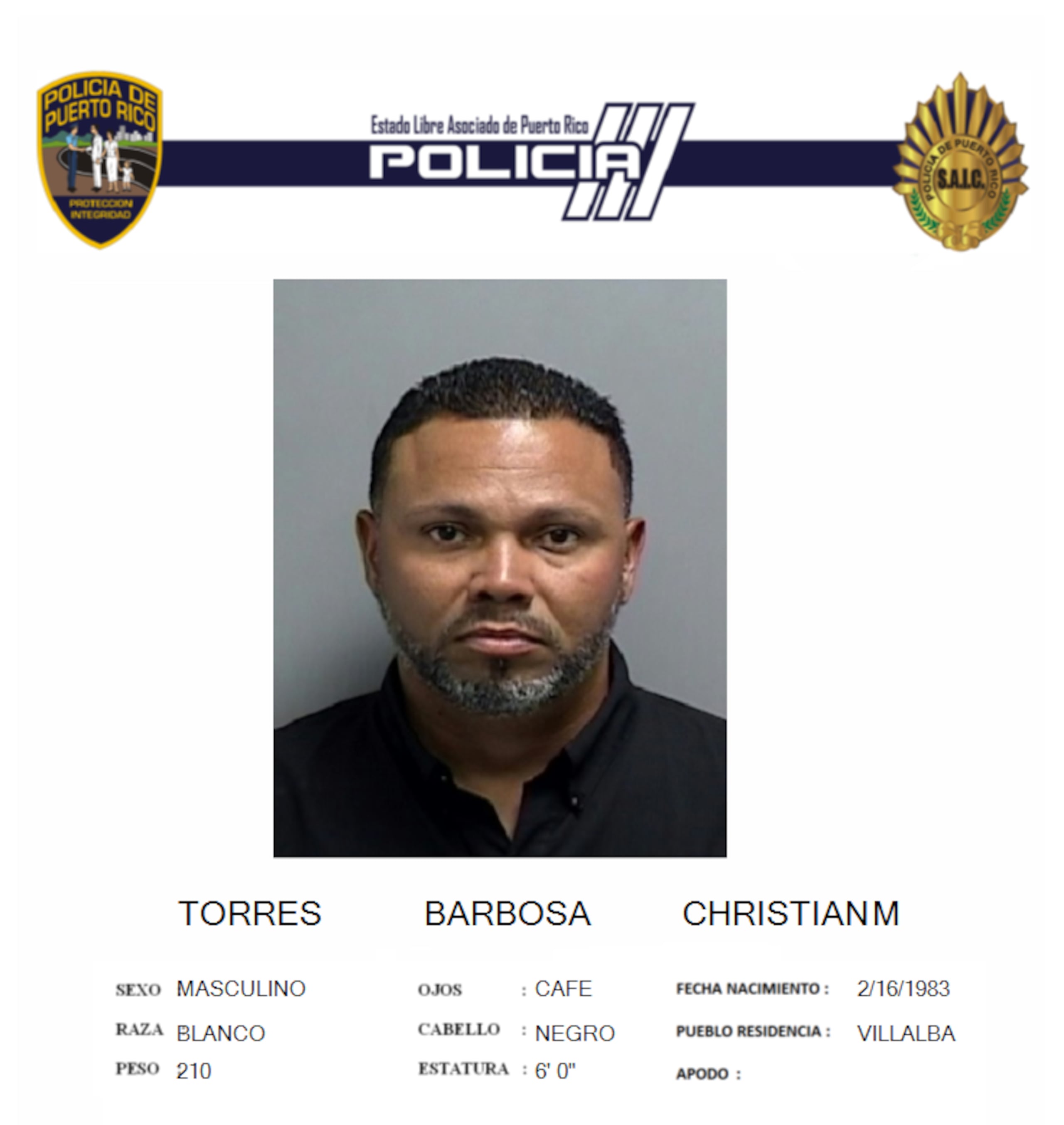 Christian M. Torres Barbosa fue acusado por violación a las disposiciones del Registro de Personas Convictas por Delitos Sexuales y Abuso Contra Menores.