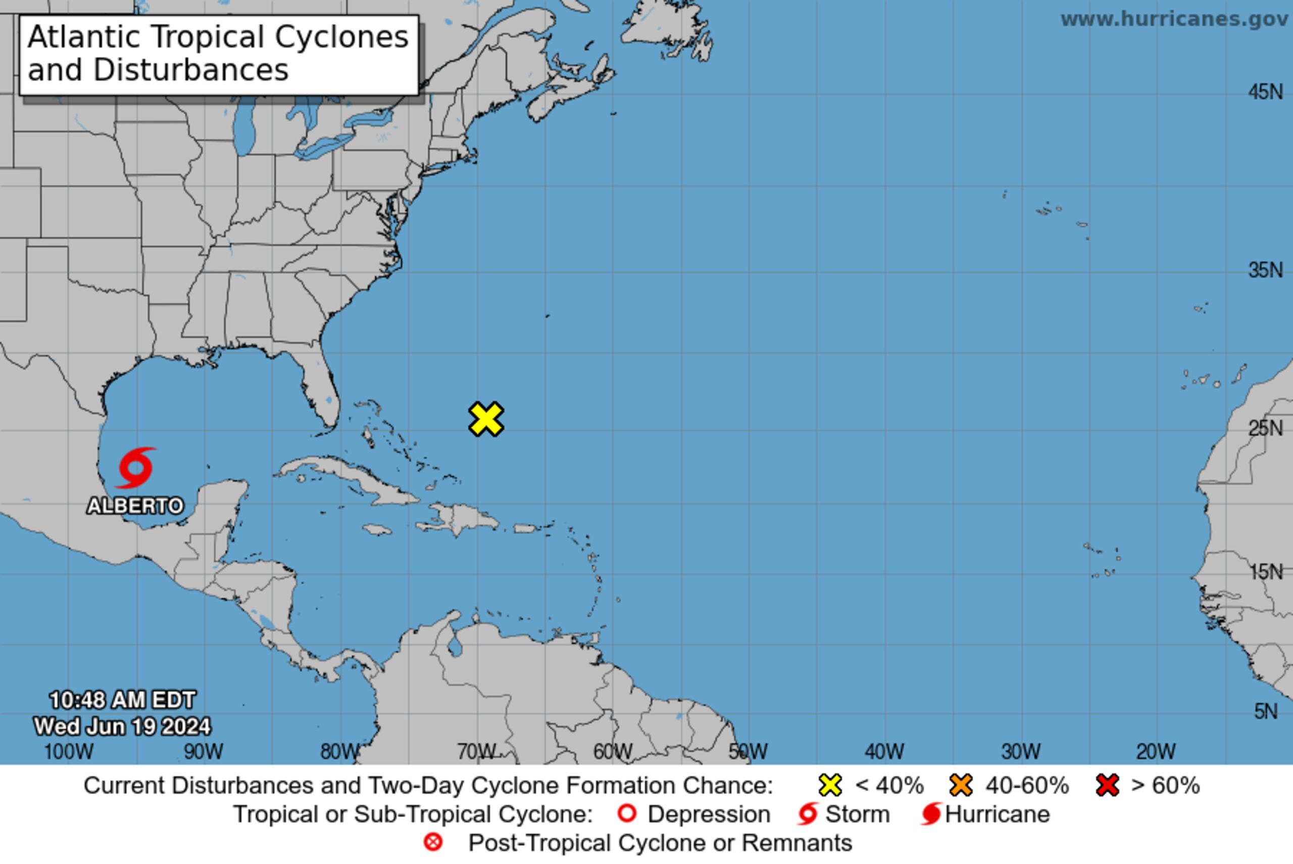 La tormenta tropical Alberto se formó en el Golfo de México el 19 de junio de 2024.