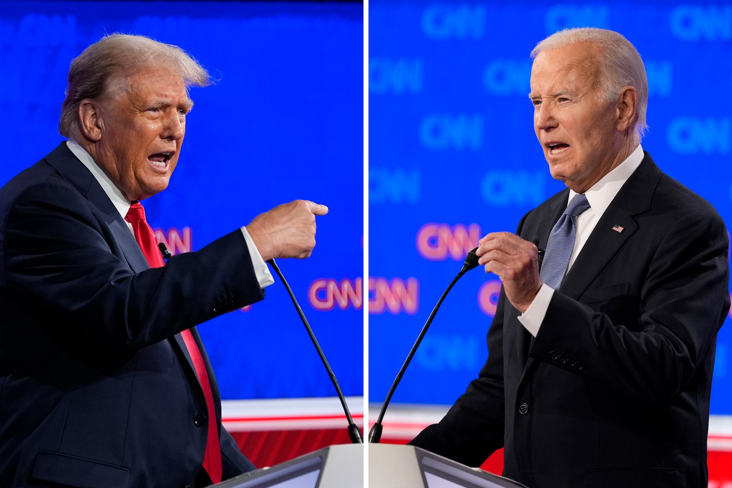 El candidato presidencial republicano, el expresidente Donald Trump (izquierda,) y al presidente Joe Biden (derecha) (Foto AP/Gerald Herbert)